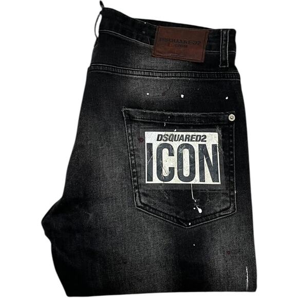 Dsquared2 ICON Paint Splatter Slim Jeans - Picture 1 of 9